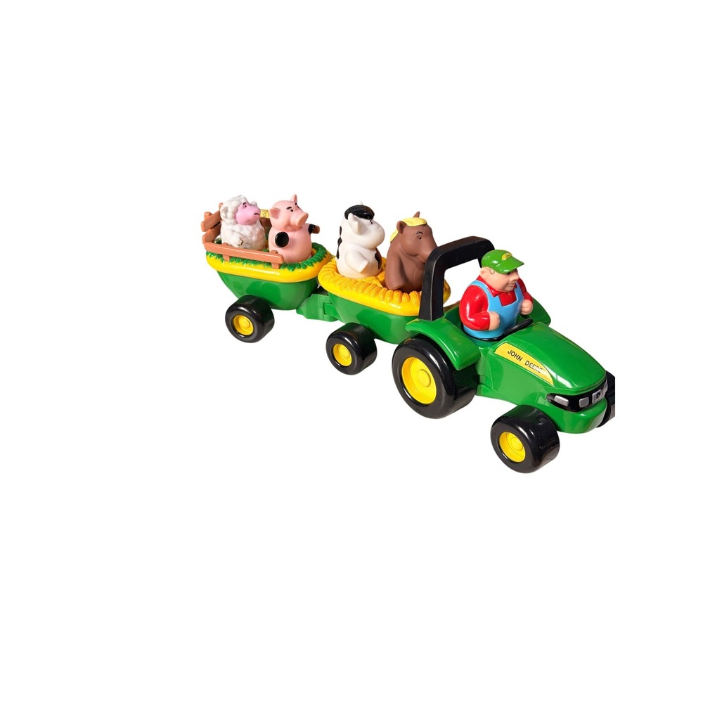 John Deere Animal Sounds Hayride Toy Tractor with Farmer and 4 Farm Animals